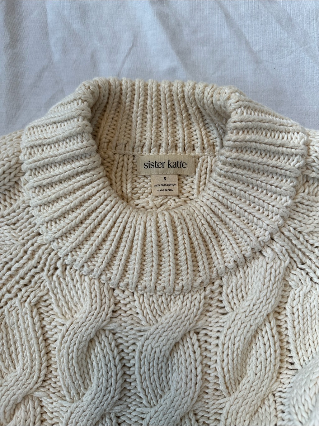 Sister Katie Julia Cable Knit Sweater In Natural Size S — image 4 of 8